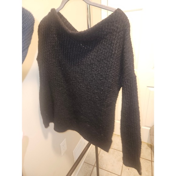RACHEL Rachel Roy Sweaters - Rachel Rachel Roy Black Fuzzy Knit Sweater Boat Neck Pullover Womens Small